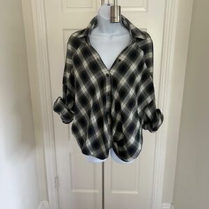 Small Blue, Green & White Plaid Button Down Shirt